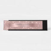 Porte-nom Pour Bureau Rose Gold Faux Shimmer et Foil (Devant)