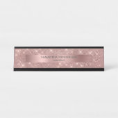 Porte-nom Pour Bureau Rose Gold Faux Shimmer et Foil (Devant)