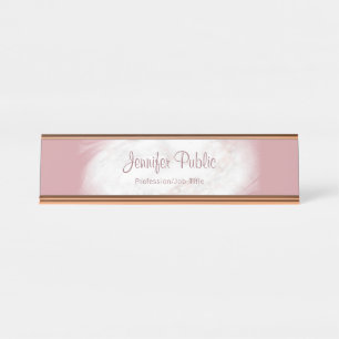 Porte-nom Pour Bureau Rose Gold Marble Elegant Modèle Professionnel