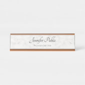 Porte-nom Pour Bureau Rose Gold Marbre blanc moderne Modèle élégant (Devant)