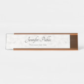 Porte-nom Pour Bureau Rose Gold Marbre blanc moderne Modèle élégant (Devant)