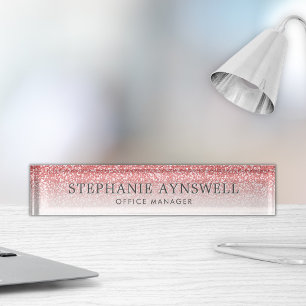 Porte-nom Pour Bureau Rose Gold Parties scintillant Ombre tendance