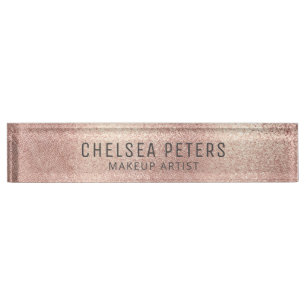 Porte-nom Pour Bureau Rose Gold Shimmer Feminine