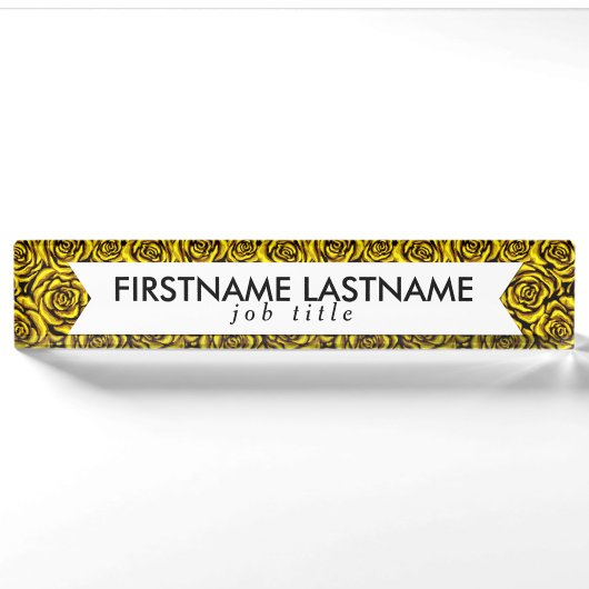 Porte-nom Pour Bureau Rose jaune (Devant)