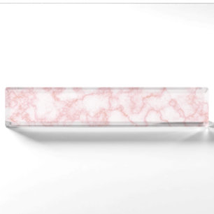 Porte-nom Pour Bureau rose marbre