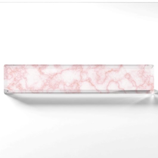 Porte-nom Pour Bureau rose marbre (Devant)