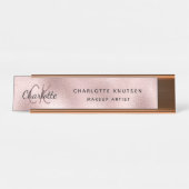 Porte-nom Pour Bureau Rose or blush monogramme moderne professionnel (Devant)