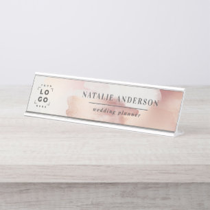 Porte-nom Pour Bureau Rose rose girly or moderne design carte de visite