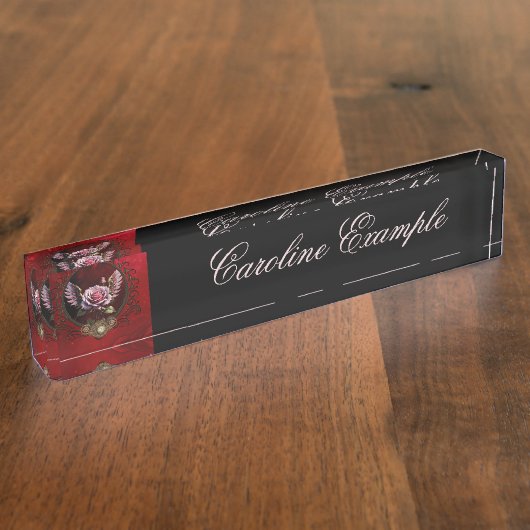 Porte-nom Pour Bureau Rose Steampunk (Taille)