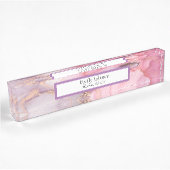 Porte-nom Pour Bureau rose, violet, marbre doré