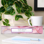 Porte-nom Pour Bureau rose, violet, marbre doré