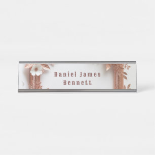 Porte-nom Pour Bureau 💍 Roses Péches Rose Doré Décoration de Mariage de