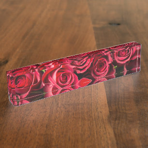 Porte-nom Pour Bureau Roses rouges