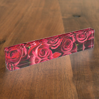 Porte-nom Pour Bureau Roses rouges