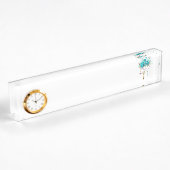 Porte-nom Pour Bureau Roses turquoise avec touches