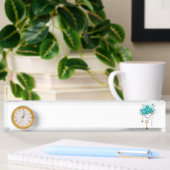 Porte-nom Pour Bureau Roses turquoise avec touches