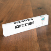 Porte-nom Pour Bureau Roses turquoise avec touches (Taille)