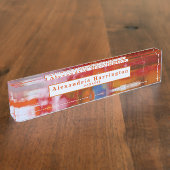 Porte-nom Pour Bureau Rouge Abstrait Nom personnalisé Accessoires de bur (Taille)