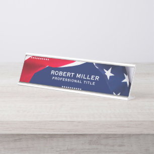Porte-nom Pour Bureau Rouge Blanc & Bleu-Drapeau américain étoiles et ba