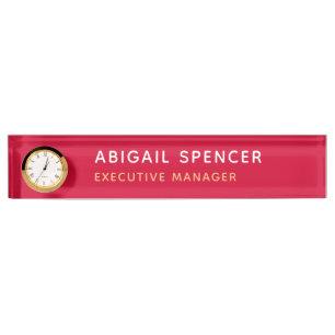 Porte-nom Pour Bureau Rouge cerisier professionnel classique moderne