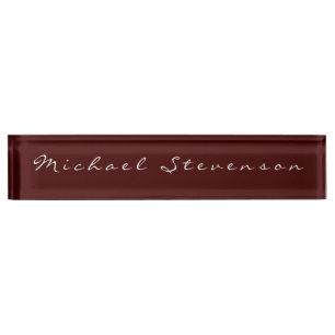 Porte-nom Pour Bureau Rouge Élégant moderne Script Desk Nameplate
