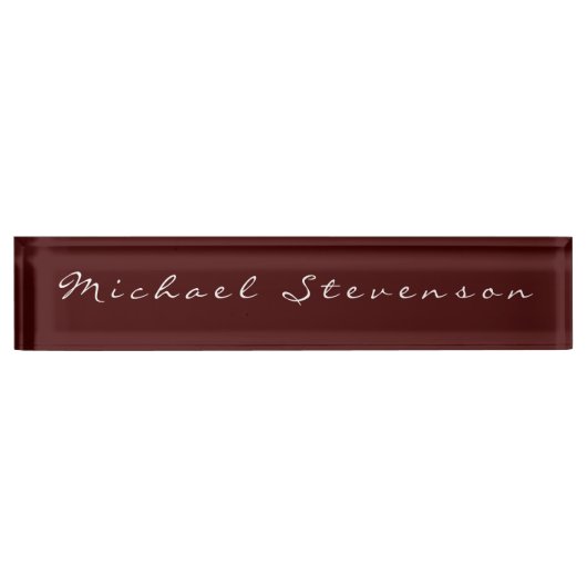 Porte-nom Pour Bureau Rouge Élégant moderne Script Desk Nameplate (Devant)