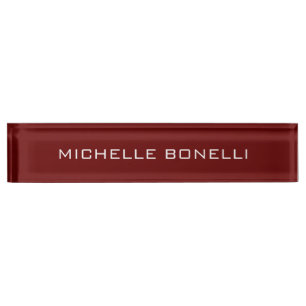Porte-nom Pour Bureau Rouge foncé minimaliste Plain moderne