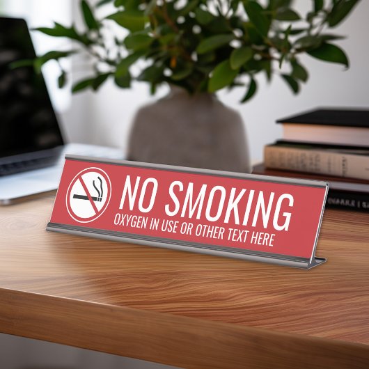 Porte-nom Pour Bureau Rouge - No Smoking Warning Desk Name Plate