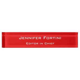 Porte-nom Pour Bureau Rouge Plain élégant minimaliste moderne
