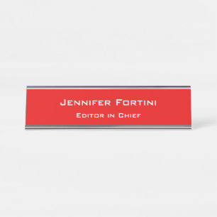 Porte-nom Pour Bureau Rouge Plain élégant minimaliste moderne