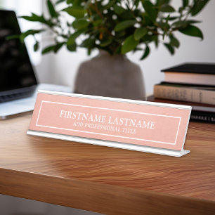 Porte-nom Pour Bureau Rougissent le titre rose de nom de frontière