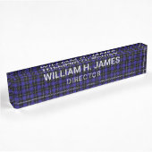 Porte-nom Pour Bureau Royal Blue Black Plaid