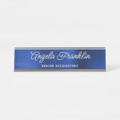 Porte-nom Pour Bureau Royal Navy Blue Faux Metallic Foil (Devant)
