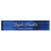 Porte-nom Pour Bureau Royal Navy Blue Faux Metallic Foil (Devant)