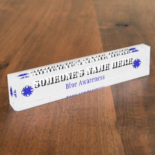 Porte-nom Pour Bureau Ruban de trèfle bleu par Kenneth Yoncich (Taille)