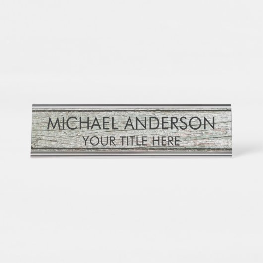 Porte-nom Pour Bureau Rustic Wood Custom (Devant)