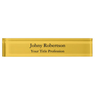 Porte-nom Pour Bureau Saffron Golden Jaune Plaine Élégante Professionnel
