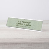 Porte-nom Pour Bureau Sage Green Fabric Texture (Devant)