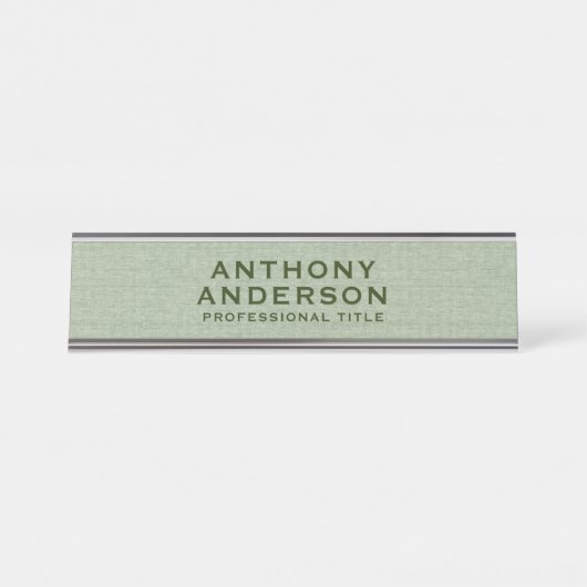 Porte-nom Pour Bureau Sage Green Fabric Texture (Devant)