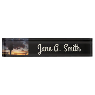 Porte-nom Pour Bureau Saguaro Sunset III Arizona Desert Paysage