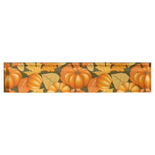 Porte-nom Pour Bureau Saison d'automne Halloween Citrouille Motif (Devant)