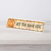 Porte-nom Pour Bureau Saison d'automne Halloween Citrouille Motif (Devant)