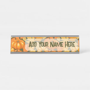 Porte-nom Pour Bureau Saison d'automne Halloween Citrouille Motif