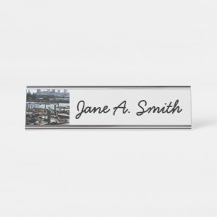 Porte-nom Pour Bureau San Francisco et Pier 39 Sea Lions City Skyline