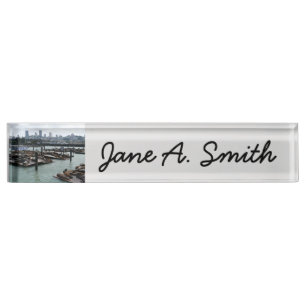 Porte-nom Pour Bureau San Francisco et Pier 39 Sea Lions City Skyline