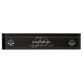 Porte-nom Pour Bureau Scales classiques de justice| Noir blanc (Devant)