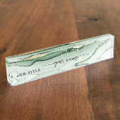 Porte-nom Pour Bureau Script Aquarelle Vert sauge Or (Taille)