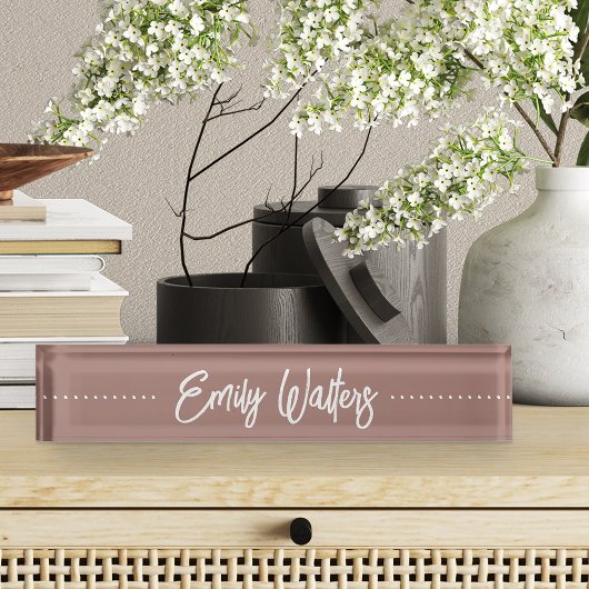 Porte-nom Pour Bureau Script Cursif En Terracotta