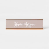 Porte-nom Pour Bureau Script cursif Pink Taupe (Devant)
