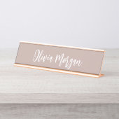 Porte-nom Pour Bureau Script cursif Pink Taupe (Devant)